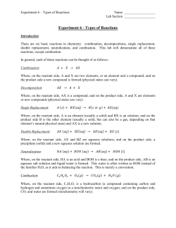 Experiment 10 * Types of Reactions