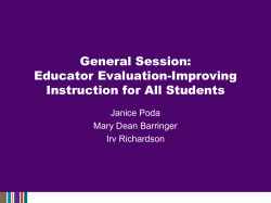 Educator Evaluation-Improving Instruction for All Students
