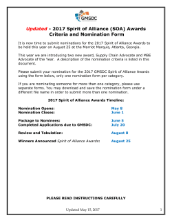 2017 Spirit of Alliance (SOA) Awards Criteria and Nomination Form