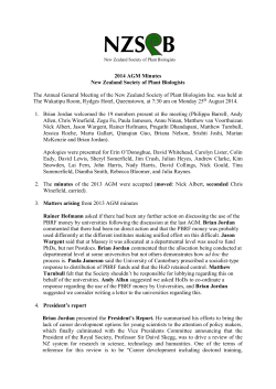 2014 AGM Minutes New Zealand Society of Plant Biologists The