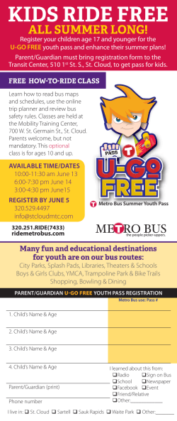 U-Go Free Summer Youth Pass Registration