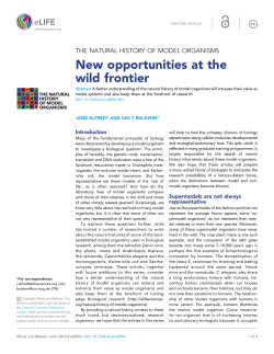 The Natural History of Model Organisms: New opportunities at the