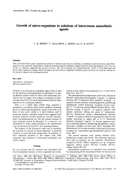 Growth of micro-organisms in solutions of intravenous anaesthetic