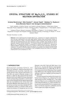 CRYSTAL STRUCTURE OF Mg Fe V O STUDIED BY NEUTRON