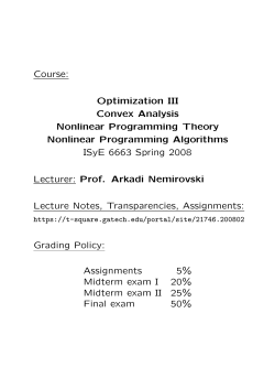 Optimization III Convex Analysis Nonlinear Programming Theory
