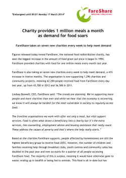 17 March 2014: FareShare now provides food for 1 million meals a