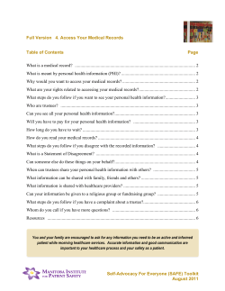 Self-Advocacy For Everyone (SAFE) Toolkit August 2011 Full