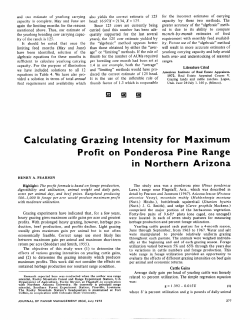 Calculating Grazing Intensity for Maximum Profit on Ponderosa Pine