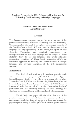 Cognitive Perspective in SLA - National Council of Less Commonly