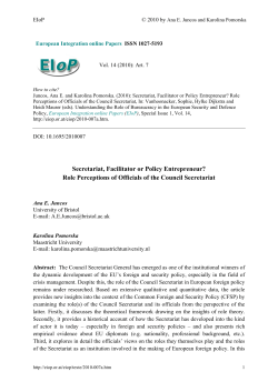 Role Perceptions of Officials of the Council Secretariat