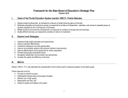 Framework for the State Board of Education`s Strategic Plan