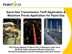 Sasol Gas Maximum Price of Gas Application
