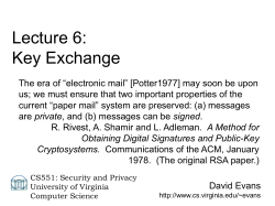 Lecture 6 - cs.Virginia - University of Virginia