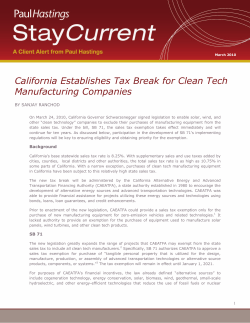 California Establishes Tax Break for Clean Tech Manufacturing