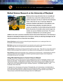 Biofuel Science Research at the University of Maryland