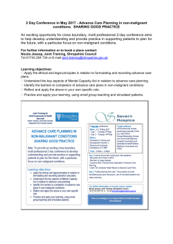 2 Day Conference in May 2017 on Advance Care Planning