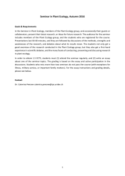 Seminar in Plant Ecology, Autumn 2016