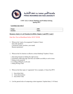UNIV 1212: Critical Thinking and Problem Solving