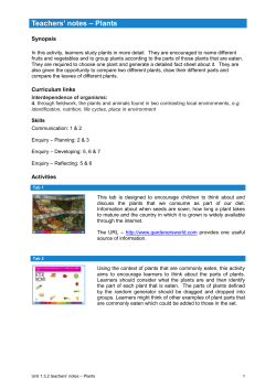 Teachers` notes &ndash; Plants