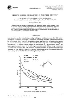 specific energy consumption in the steel industry