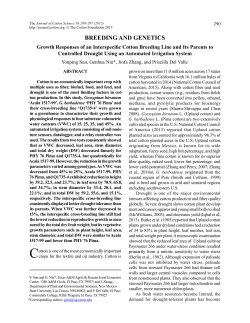 Growth Responses of an Interspecific Cotton Breeding Line and Its