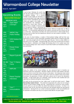 24th April 2017 Open Night 5:30-9pm 25th April 2017 ANZAC Day