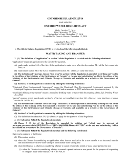 ONTARIO WATER RESOURCES ACT - O. Reg. 225/14