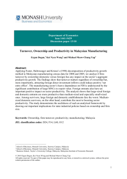 Ownership, Turnover and Productivity in Malaysian Manufacturing