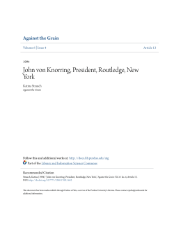 John von Knorring, President, Routledge, New York - Purdue e-Pubs