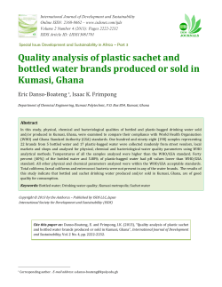 Quality analysis of plastic sachet and bottled water brands produced