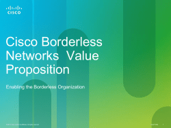 Cisco Borderless Networks Value Proposition