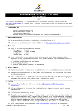 AUSTRALIAN RULES FOOTBALL &ndash; 12 a side