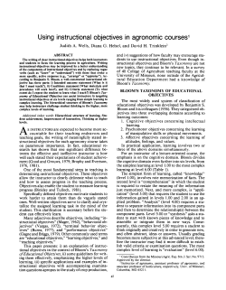 (1986) Using Instructional Objectives In Agronomic Courses (JNRLSE)