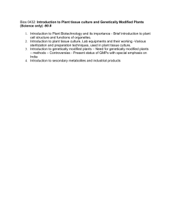 Bios 0432: Introduction to Plant tissue culture and Genetically