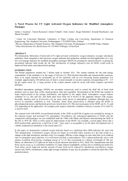 A Novel Process for UV Light Activated Oxygen Indicators for