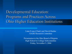 Developmental Education: Programs and Practices Across