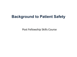 Background to patient safety
