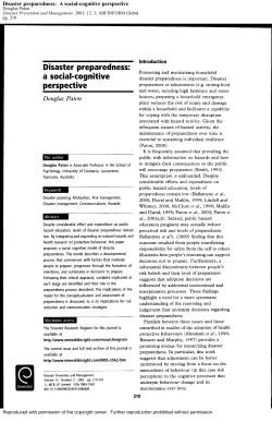 Disaster preparedness: A social