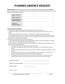 Planned Absence Form - Unity Christian High School