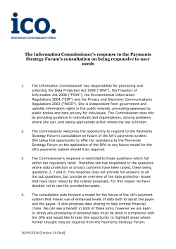 The Information Commissioner`s response to the Payments Strategy