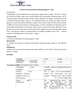 To Find The Concentration Of Reducing Sugar In Fruits