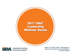 2017 IIBA® Leadership Webinar Series