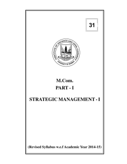 I STRATEGIC MANAGEMENT