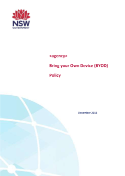The BYOD Policy - Department of Finance, Services and Innovation