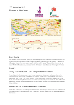 Itinerary &ndash; Royal Liverpool to Manchester Cycle 2017