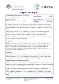Inspection Report: ARPANSA
