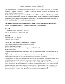 English Department Summer Reading 2017 The Summer Reading