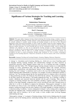 Significance of various Strategies for Teaching and Learning
