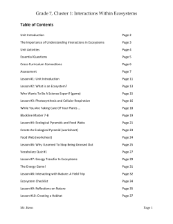 Grade 7, Cluster 1: Interactions Within Ecosystems