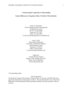 GENDER AND MORAL IDENTITY IN NEGOTIATIONS 1 A Social